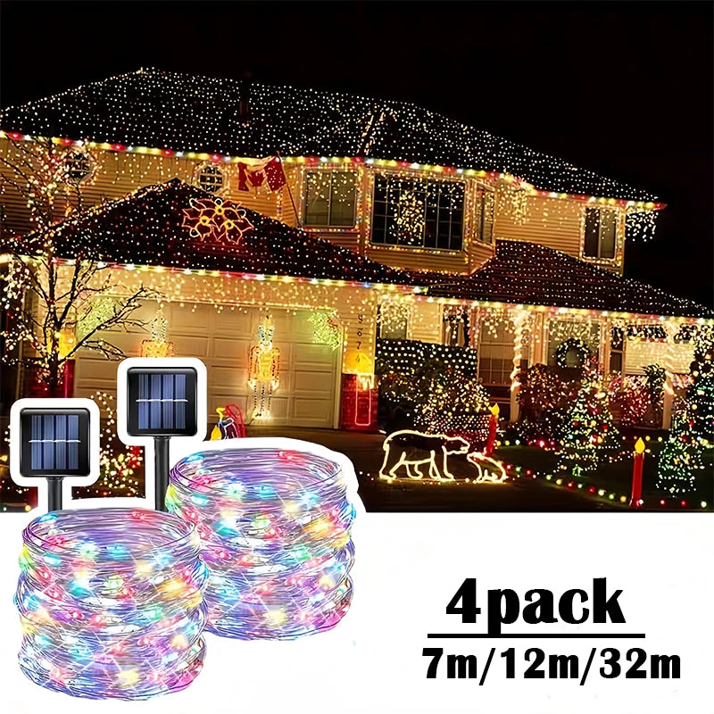 100LEDS Solar Fairy Lights 8Modes Copper Wire Xmas Lamps Waterproof Garden Tree Decoration