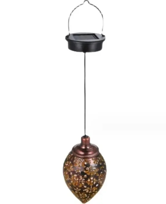 Outdoor Water Drop Shaped Solar Projection Light Waterproof Hollowed-out for Garden Patio Stair Fence Street Landscape Balcony