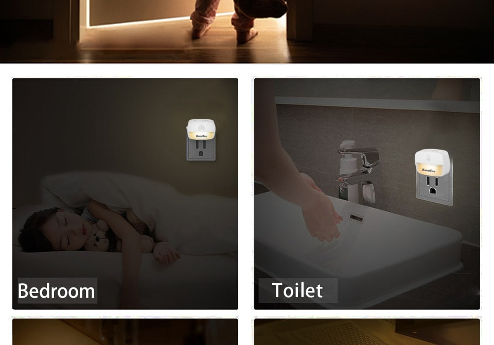 Mini LED Night Light PIR Motion Sensor Lamp 3 Modes Night Lamp Bedroom Bedside Lights EU Plug For Closet Corridor Bathroom