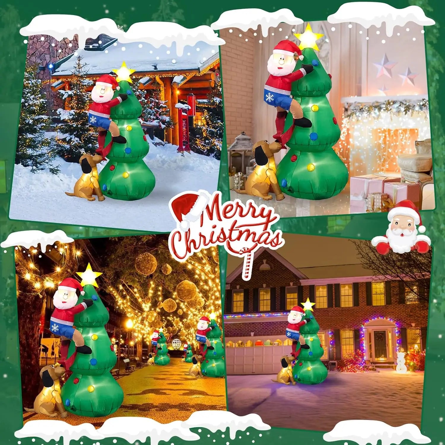 Christmas Inflatable Decoration Toy Built-in LED Lights Inflatable Model Ornament Xmas Party New Year Garden Indoor Outdoor Deco