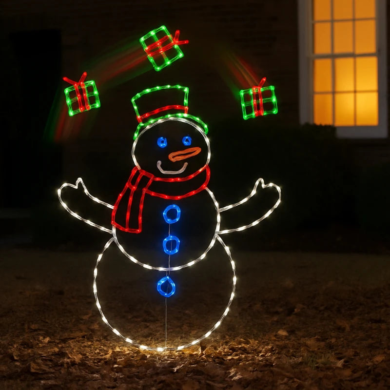 Animated LED Snowman Ornament with Glitter Light for Christmas and Holiday Party Winter Garden Yard Outdoor Decor