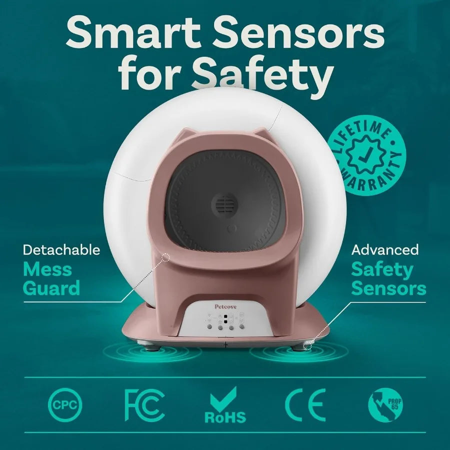 Self Cleaning Litter Box with Auto Safety Sensors for Multiple Cats Automatic Cat Litter Box SelfCleaning Covered Odor Removal