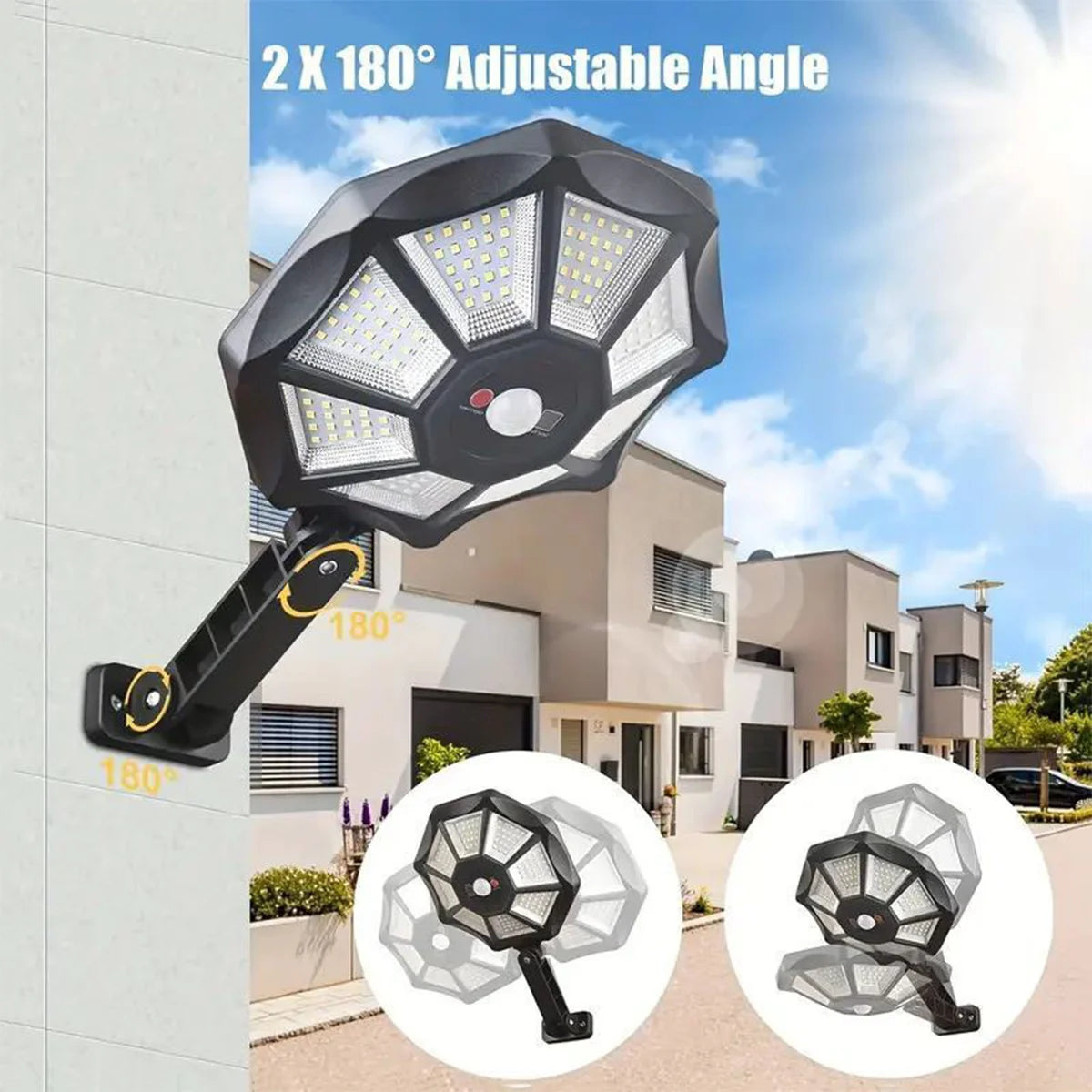 Solar Lights Outdoor Motion Sensor Lamp Powered Flood Outside Security Fence Wall Spotlights For Yard Pool Led Waterproof Garden