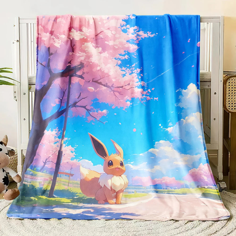 Pok É Mon Themed Printed Flannel Blanket for Bedrooms, Living Rooms, Sofas Blankets, Offices, Lunch Breaks, Picnics, Etc