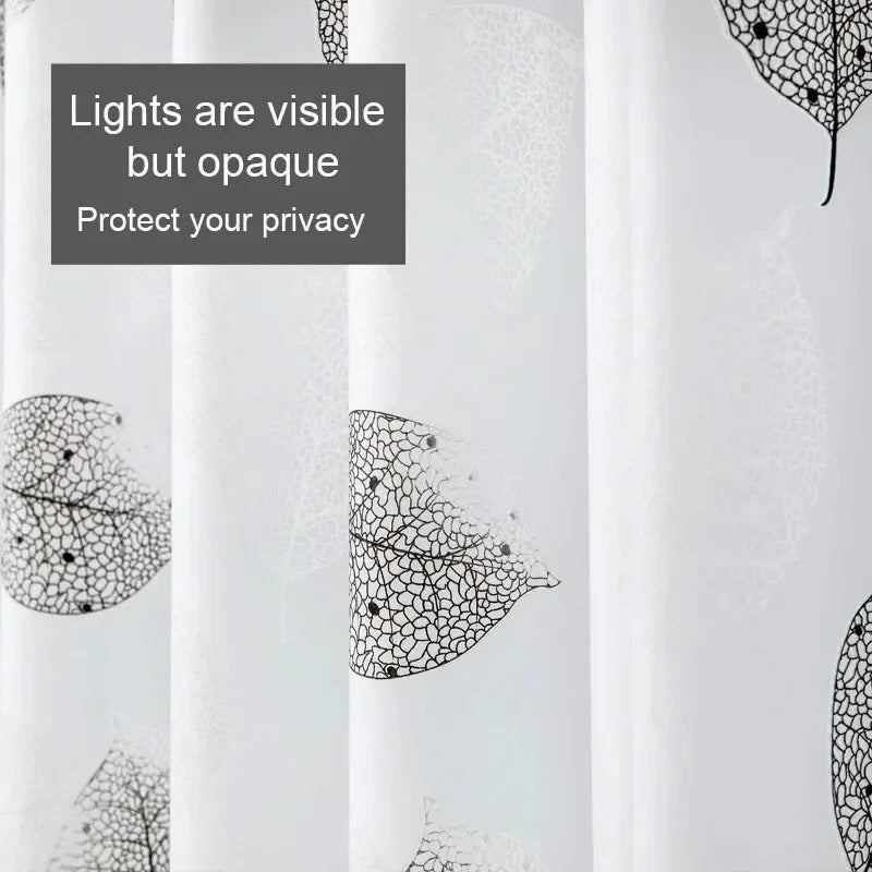 Bathroom Shower Curtains PEVA Waterproof Thickening Bath Curtain With Hooks Rustproof Metal Grommets Leaf Pattern Shower Curtain