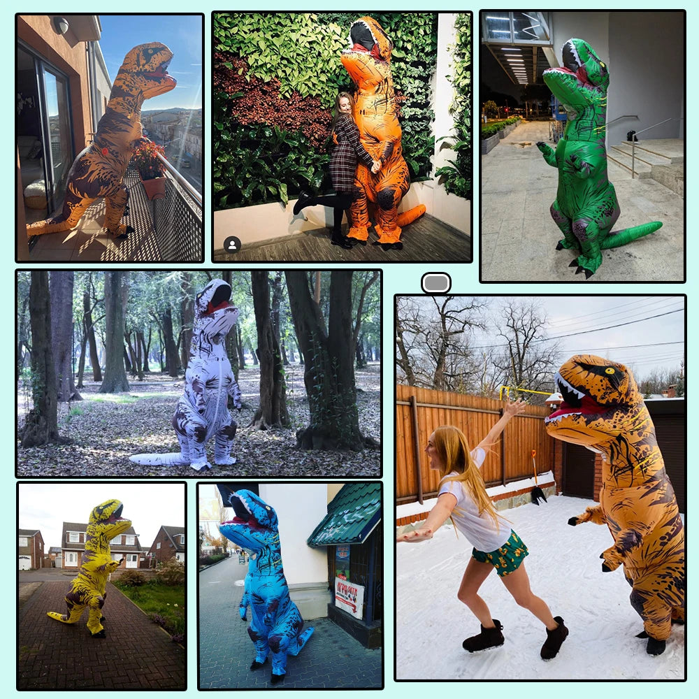 Halloween T-Rex Dinosaur Inflatable Costume Full Body Dinosaur Cosplay Adult Costumes Funny Party Props Christmas Costume Kids
