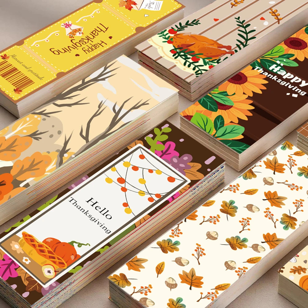 30/60PCS Thanksgiving Bookmarks Personalize Card Reading Books Waterproof Laptop Bicycle Phone Aesthetic Luggage Card Bookmark