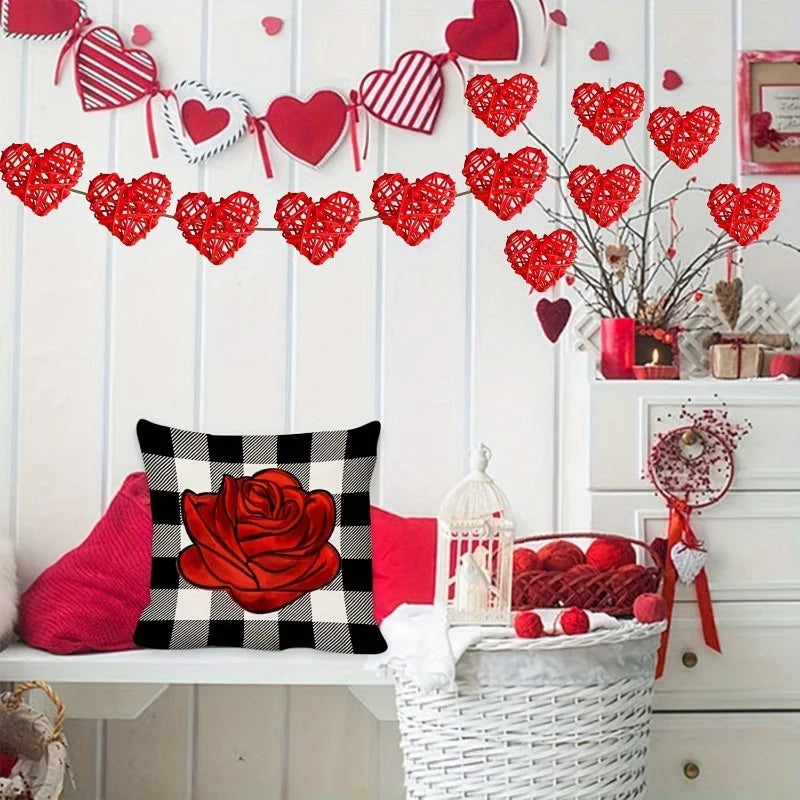 20pcs Heart Shaped Rattan Ball Decoration Valentine's Day Home Decoration DIY Filling Decoration Wedding Table Decoration (red)