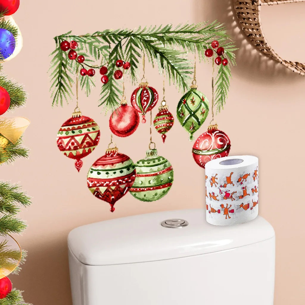 Cartoon Christmas Toilet Stickers Xmas Tree Snowman Santa Claus Stickers Merry Christmas Decor Noel Happy New Year 2026