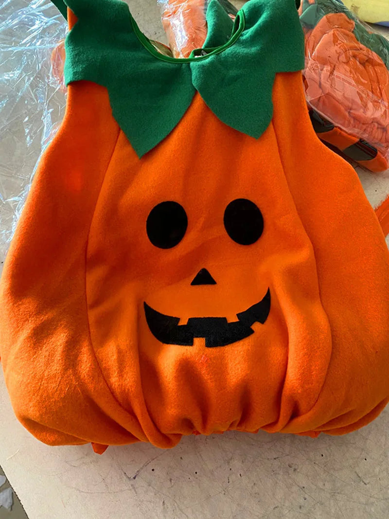2025 Kids Halloween Party Costume Pumpkin Romper with Hat Shoes Toddler One-Piece Boy Girl Baby Jumpsuit Cosplay Clothing Set