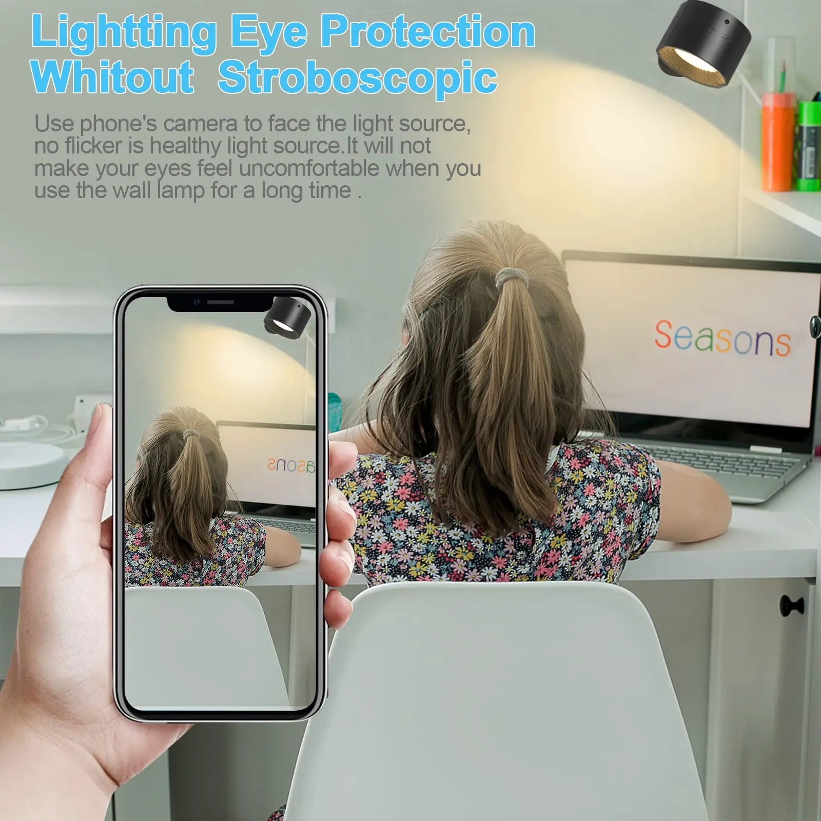 Led 2 in 1 Wall Lights Touch Control 2000mah Battery Usb Recharge 360° Rotatable Wireless Portable  Bedroom Reading Night Lamp