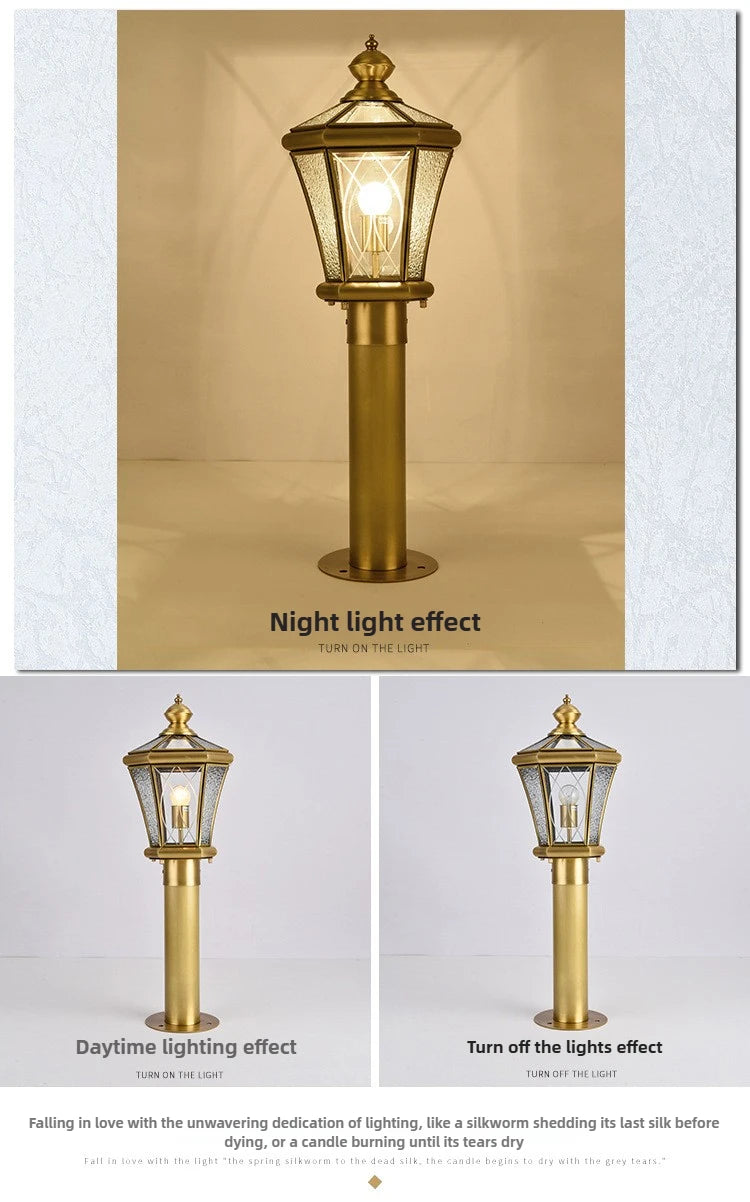 European Style Outdoor Waterproof Lawn Brass Lighting Retro Garden Villa Wall Light Engineering Landscape Courtyard E27 Fixture