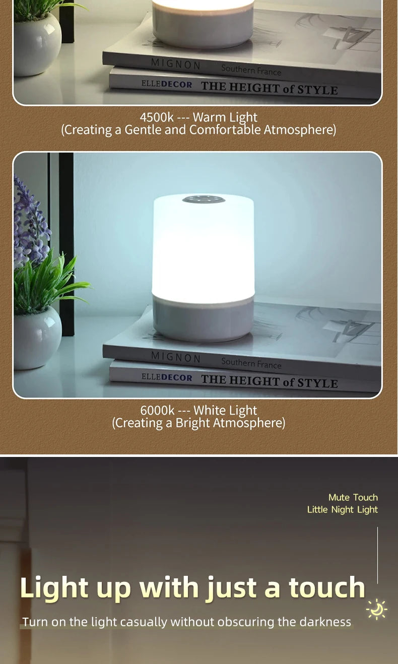 Kids Night Light Led Touch Sensor Light Stepless Dimmable Beside Lamp USB Charging Table Lamp Baby Night Lamp for The Bedroom