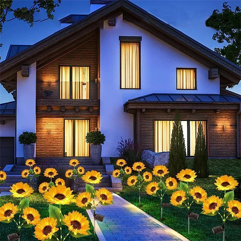 1pc Solar Sunflower Lights 3 Heads 1 Head Garden Stake Outdoor Decorative Waterproof LED Landscape Lights for Patio Garden Yard