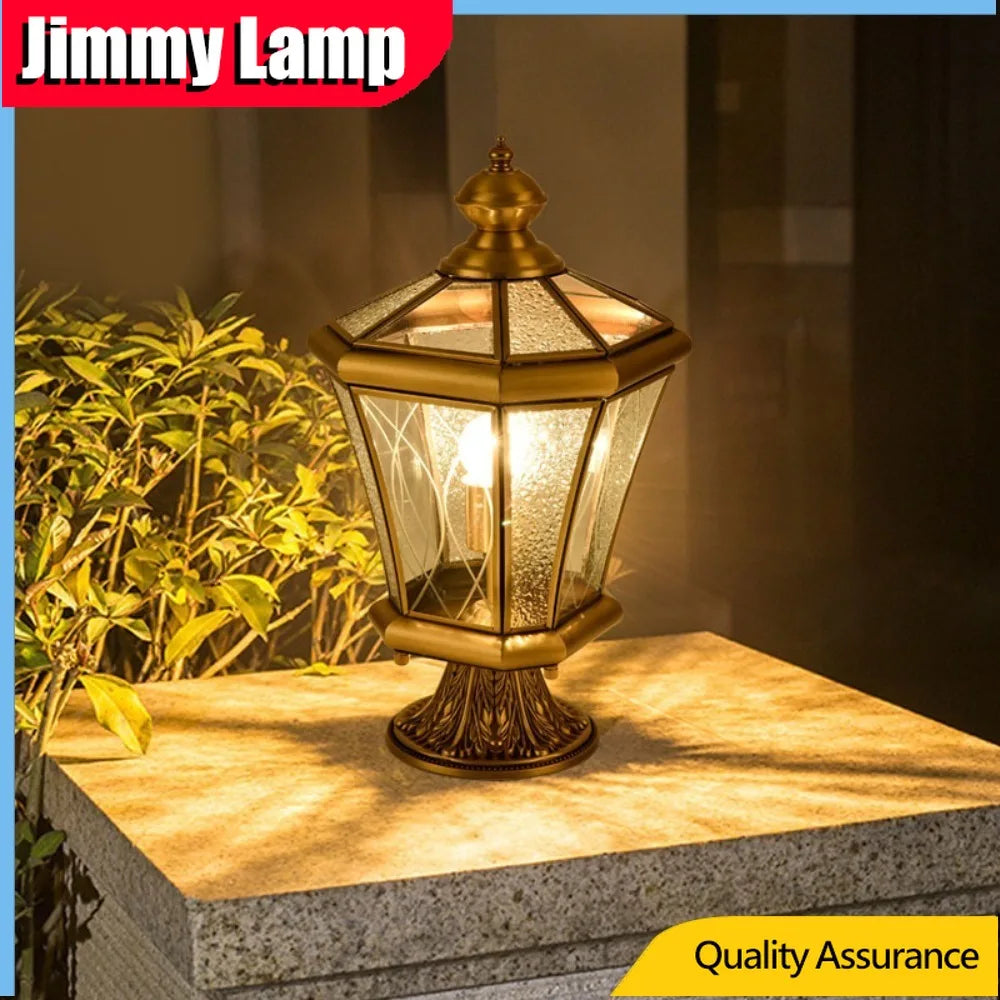 European Style Outdoor Waterproof Lawn Brass Lighting Retro Garden Villa Wall Light Engineering Landscape Courtyard E27 Fixture