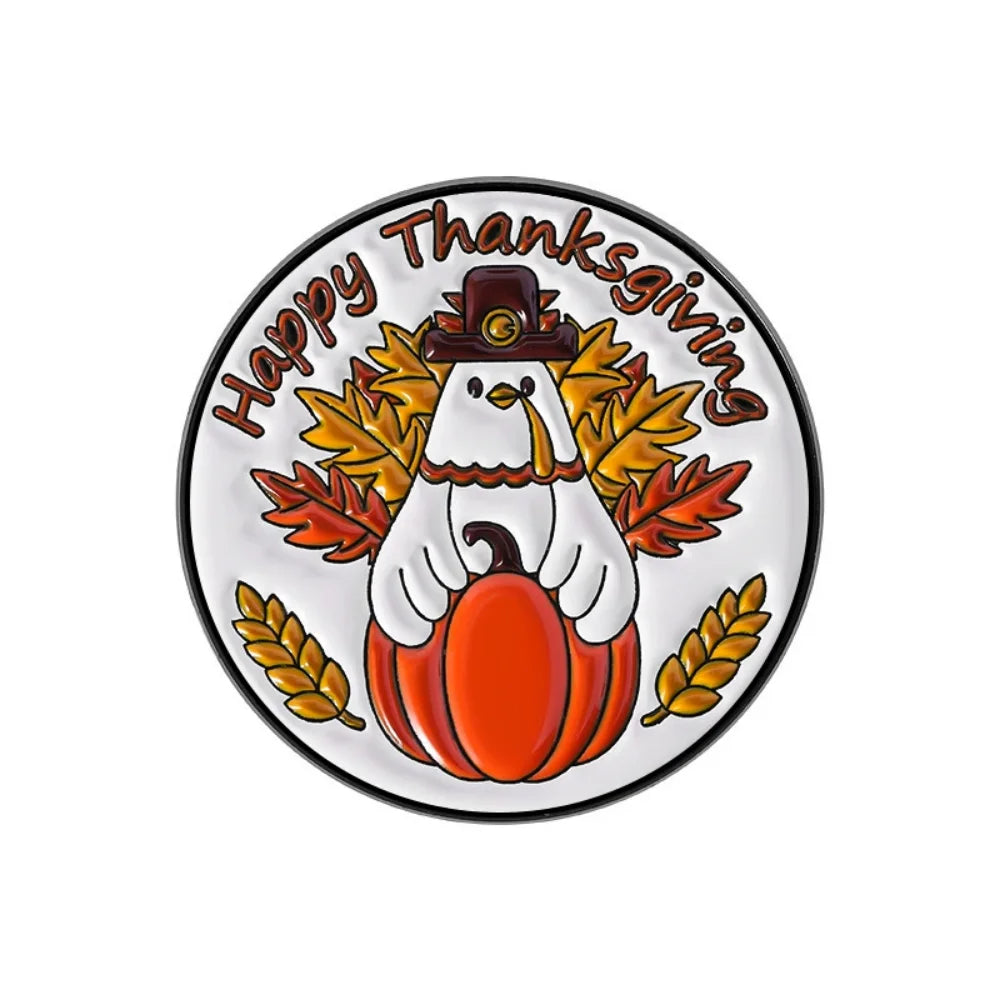 Thanksgiving Cartoon Pumpkin Enamel Pins Happy Thanksgiving Clothing Accessories Metal Badge Brooch Gift For Children Friends