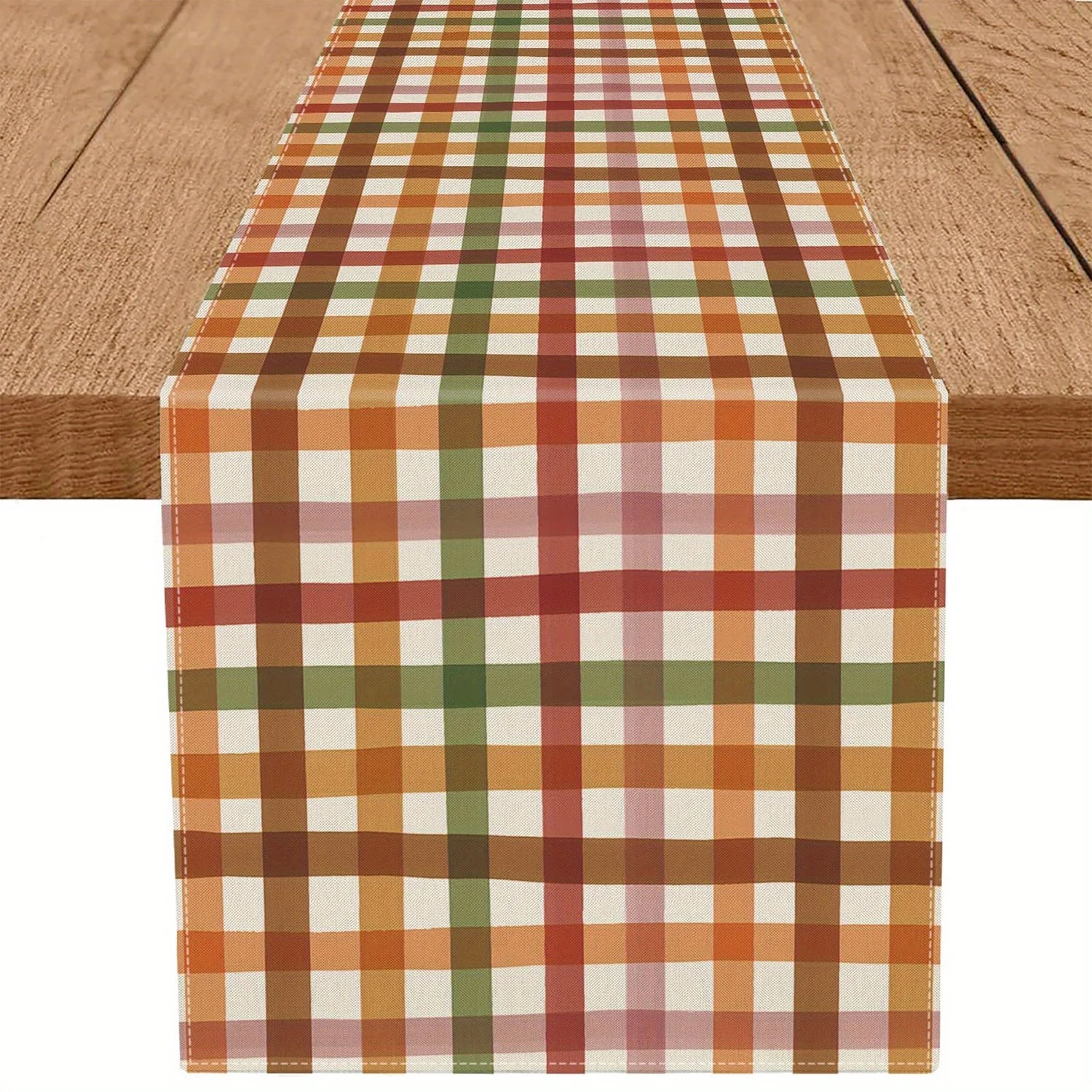 Autumn Table Runner Thanksgiving Halloween Decor Polyester Orange Brown Green Beige Red For Farmhous Table Easy To Clean