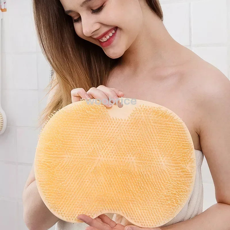 Silicone Rub Back Brush Bathroom Non-slip Wash Foot Pad Massage Shower Mat with Sucker Bath Massage Foot Exfoliating Brush Pad
