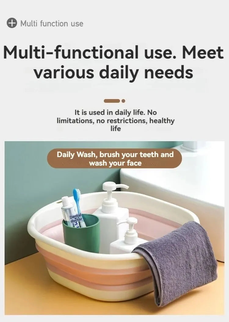 1pc Collapsible Foot Bath Basin For Soaking Feet Thickened PlasticBucket Ultifunction Collapsible Feet Soak Tub Foldable Laundry