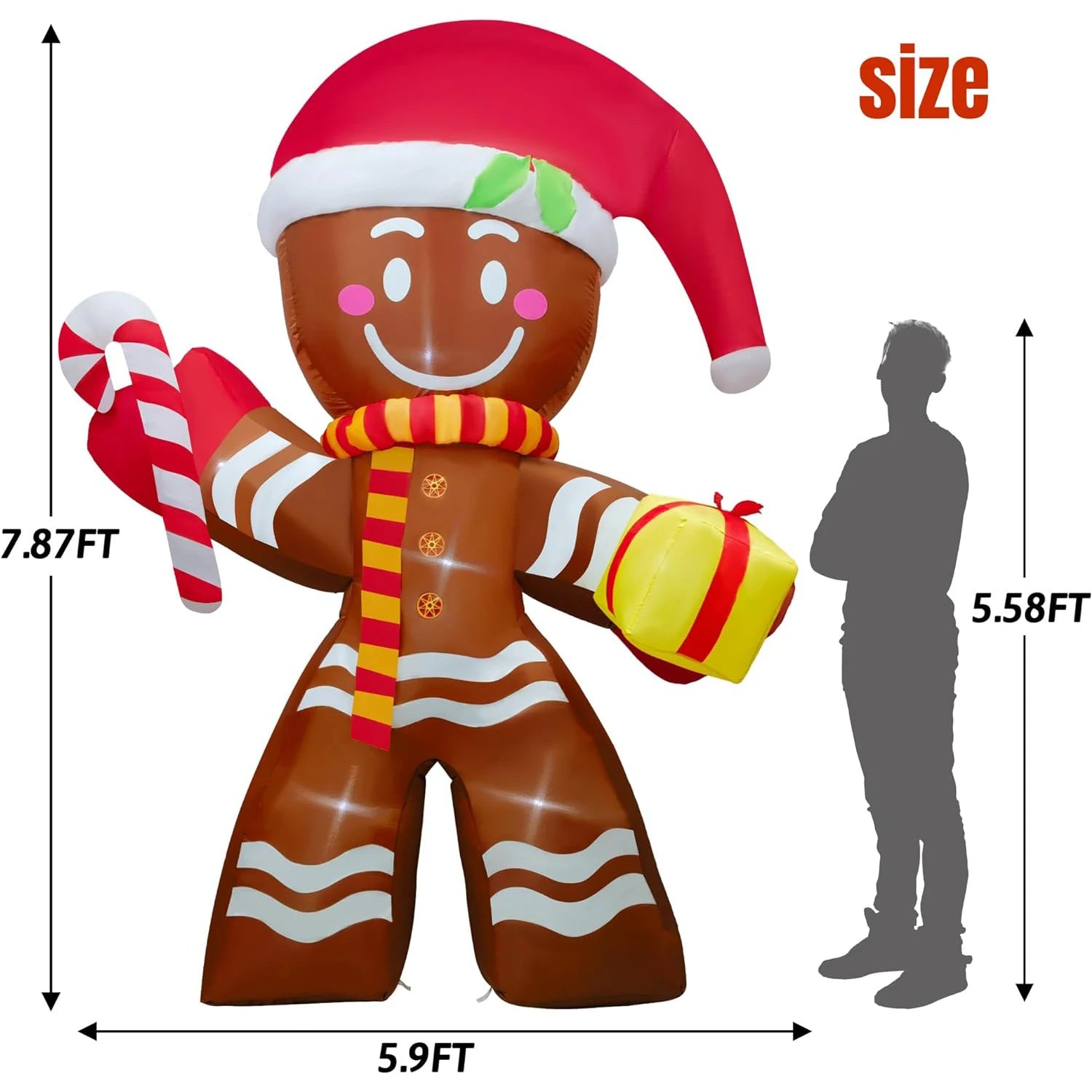 Christmas Inflatable Decoration Toy Built-in LED Lights Inflatable Model Ornament Xmas Party New Year Garden Indoor Outdoor Deco