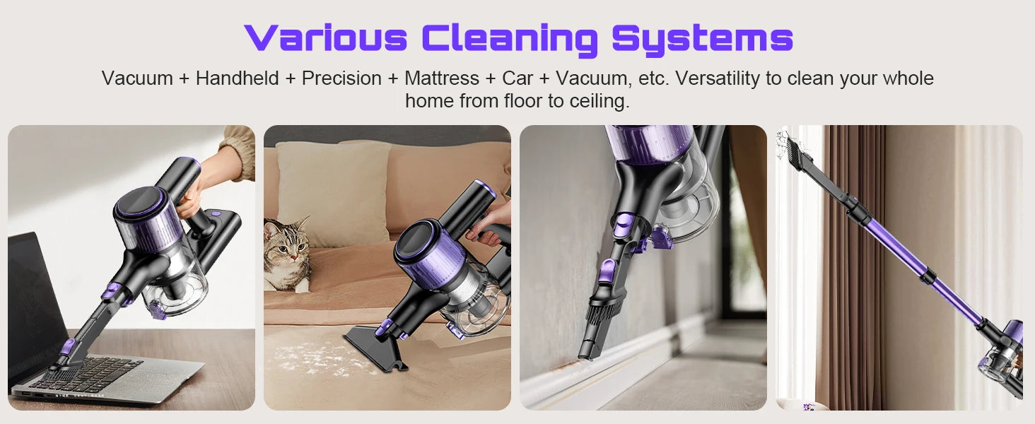 Cordless Handheld Vacuum Cleaner,40KPA,Touch Screen,Smart Dust Sensor,Auto Speed Control for Home Bed/Carpet/Pet Hair/Hard Floor