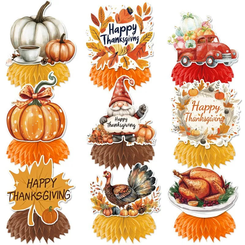 Paper Autumn Theme Flag String Thanksgiving Maple Leaf Pumpkin Banner Letters To Pull Flag Birthday Party Setup Happy Birthday