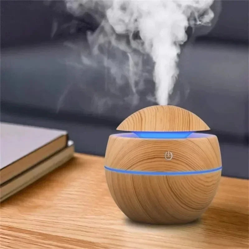 Mini Woodgrain Ultrasonic Humidifier USB Essential Oil Diffuser Portable Desktop Aromatherapy Air Humidifier for Home Office Use
