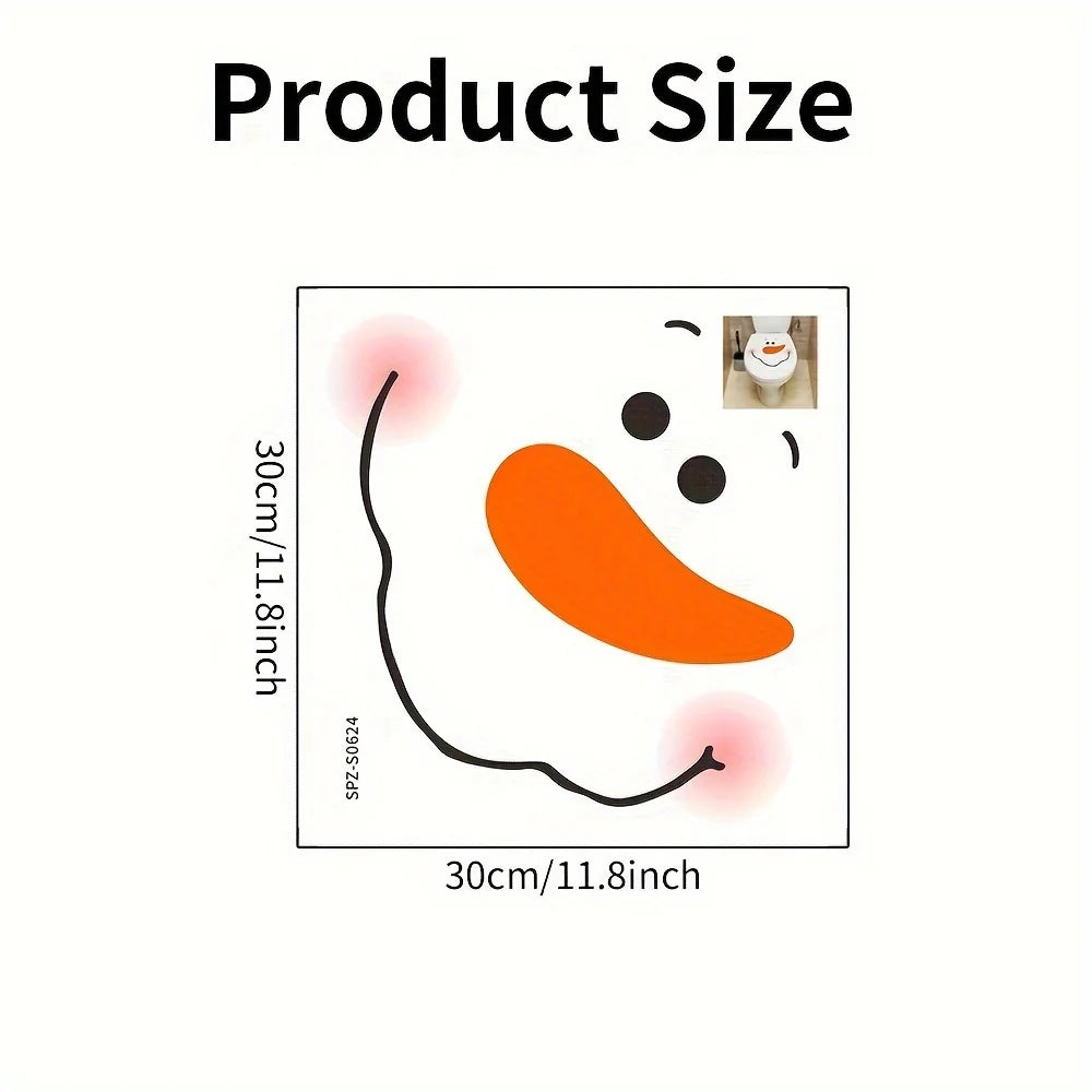 1pc Christmas Snowman Toilet Lid Decal - Waterproof, Removable PVC Sticker with Cheerful Smiling Snowman Design