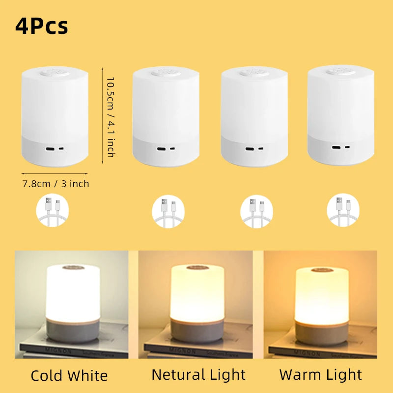 Kids Night Light Led Touch Sensor Light Stepless Dimmable Beside Lamp USB Charging Table Lamp Baby Night Lamp for The Bedroom
