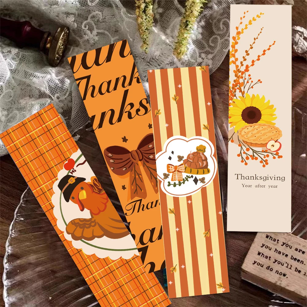 30/60PCS Thanksgiving Bookmarks Personalize Card Reading Books Waterproof Laptop Bicycle Phone Aesthetic Luggage Card Bookmark