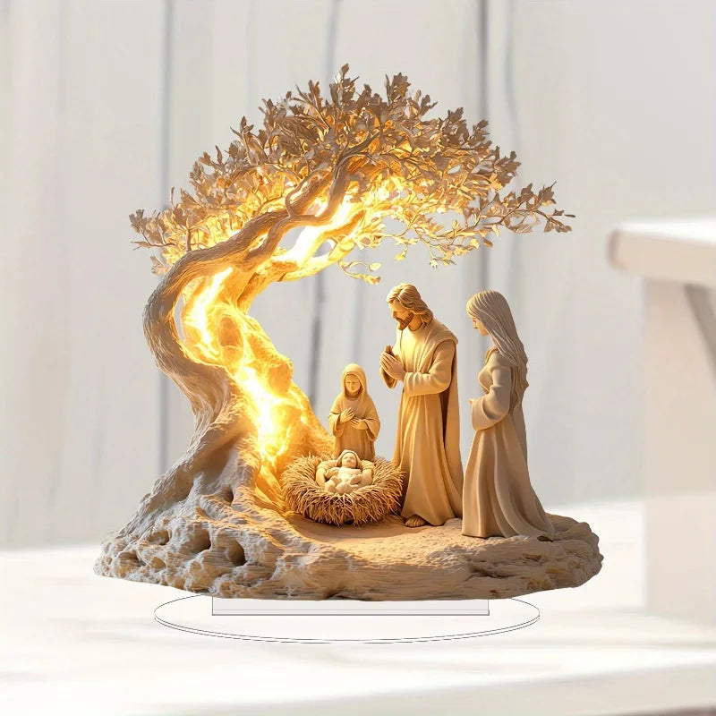 1PCS Acrylic Nativity Scene Desktop Decor - Christmas Home Decoration for Living Room Tabletop Acrylic signboard inserts