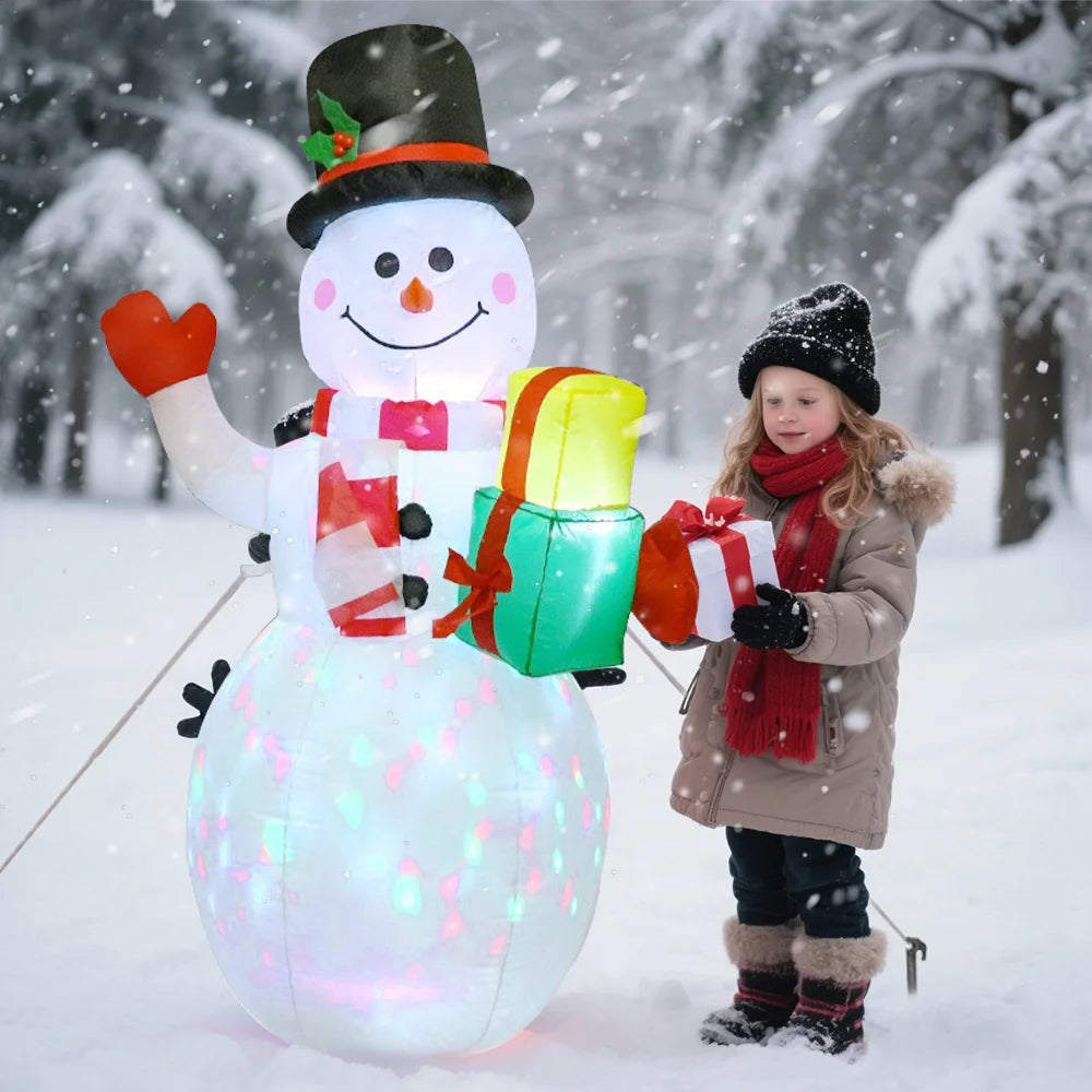 1.5M Christmas Inflatable Santa Claus And Snowman Built-in LED Lights Indoor And Outdoor Inflatable Party Garden Decoration