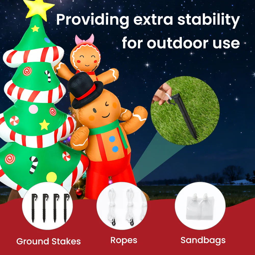 8FT Christmas Inflatables Outdoor Decorations, Blow Up Yard Decoration(Gingerbread Man & Christmas Tree)