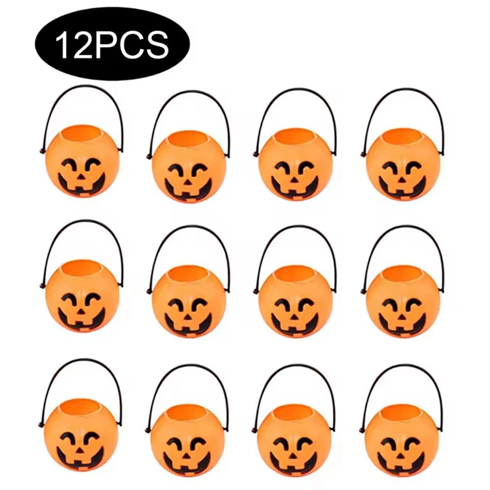 Mini Black Plastic Witches Cauldron,Halloween Witch Cauldron Decoration Pumpkin Treat Bucket,Candy Basket,Trick Or Treat