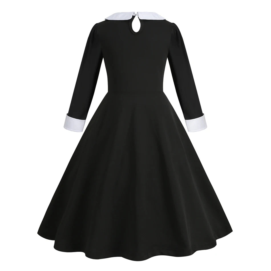 Halloween Costume For Girls Adams Cosplay Black Dress Costumes Gothic Dresses Children Clothes Party