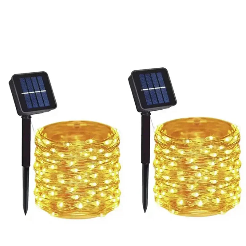 100LEDS Solar Fairy Lights 8Modes Copper Wire Xmas Lamps Waterproof Garden Tree Decoration