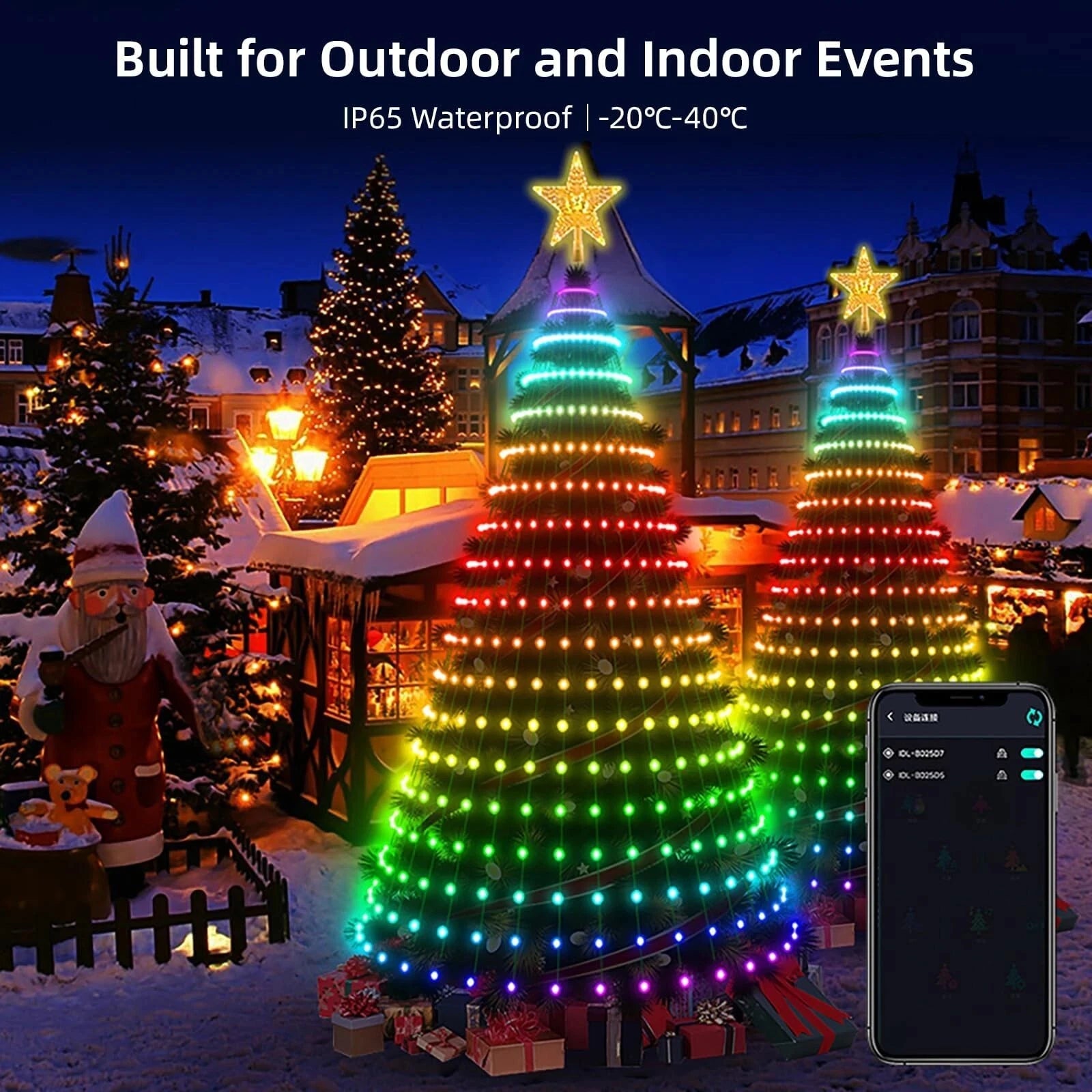 1.8/2.1M Smart RGB Fairy String Light Christmas Tree Light Bluetooth APP Control For Xmas tree Garland Decoration Festive Light