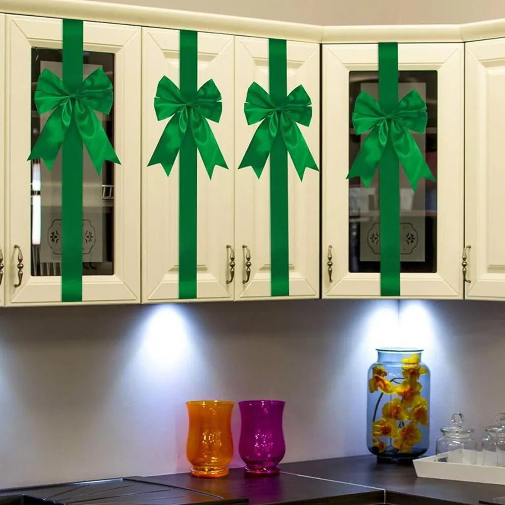 Christmas Cabinet Ribbons Bows Christmas Door Cabinet Bows Cabinet Door Bows Festive Large Xmas Bows for Christmas Party
