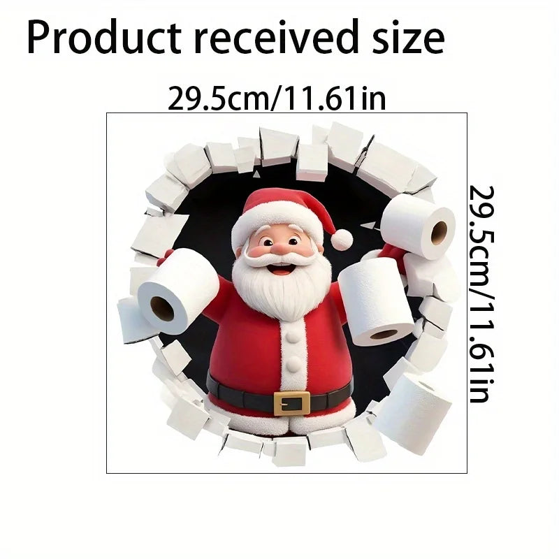 1pc Wall-Breaking Santa Creative Toilet Sticker Christmas Decoration Suitable for Bathroom and Bedroom Self-adhesive Decoration