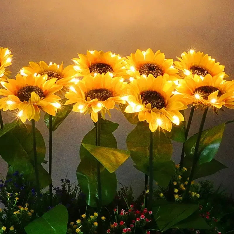 1pc Solar Sunflower Lights 3 Heads 1 Head Garden Stake Outdoor Decorative Waterproof LED Landscape Lights for Patio Garden Yard