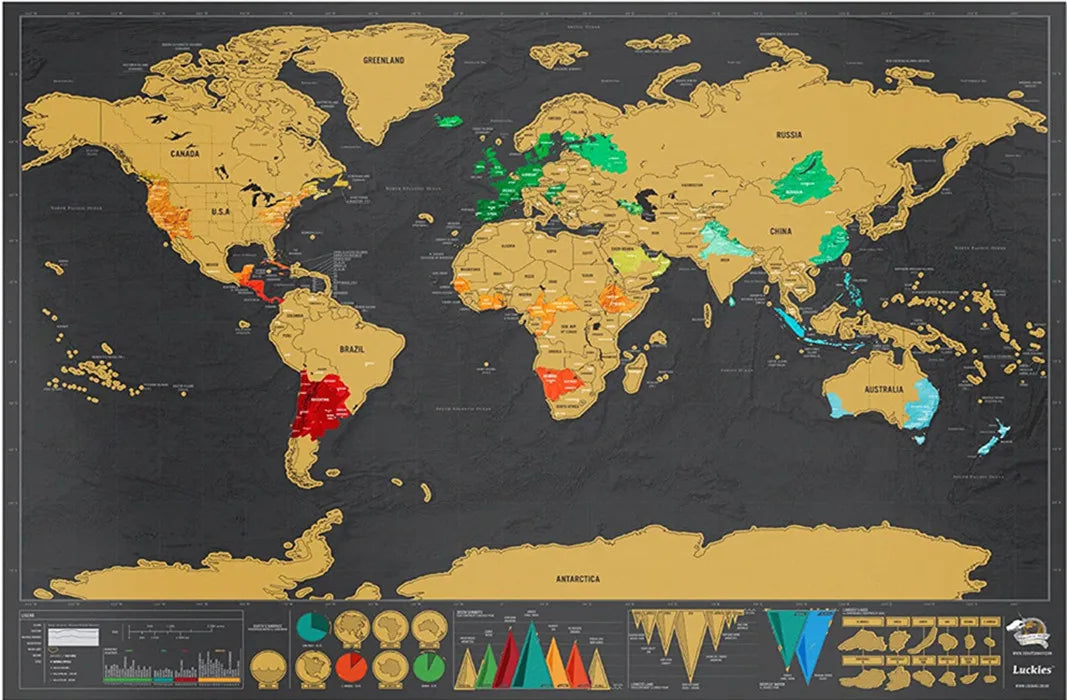 Deluxe Global Scratch Off Maps | Travel Maps To Track Travels Wall Maps For Room & Office Decor | Travel Journal Poster as Gifts