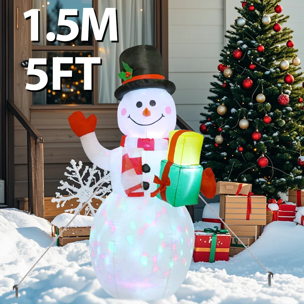 1.5M Christmas Inflatable Santa Claus And Snowman Built-in LED Lights Indoor And Outdoor Inflatable Party Garden Decoration