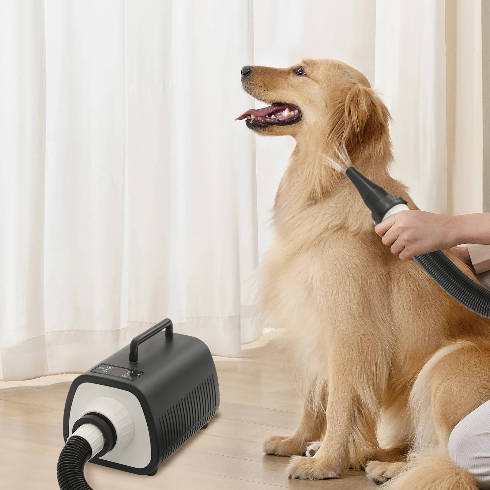 Professional Pet Hair Dryer for Dogs & Cats, 2100W High-Speed Blower, Adjustable Temp & 9 Speed Settings, with LED Display