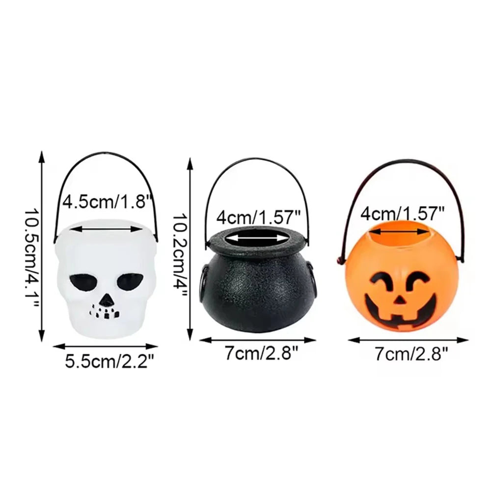 Mini Black Plastic Witches Cauldron,Halloween Witch Cauldron Decoration Pumpkin Treat Bucket,Candy Basket,Trick Or Treat