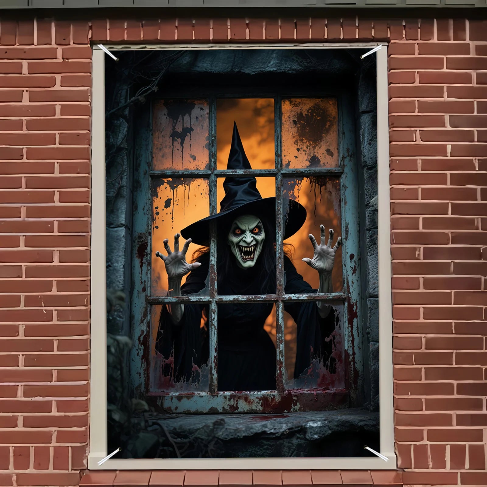 1pcs Halloween Party Banner - Durable Polyester Indoor and Outdoor Decorations Designed By The Terrifying Witch for Halloween