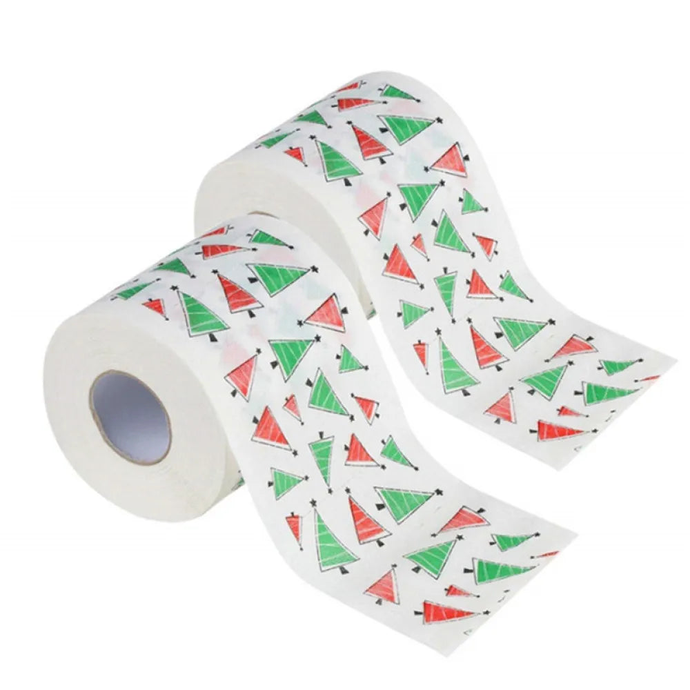 Christmas Toilet Paper Festival Theme Printed Wood Pulp Toilet Paper Festive Gifts Roll Santa Claus Reindeer Decor Supplies