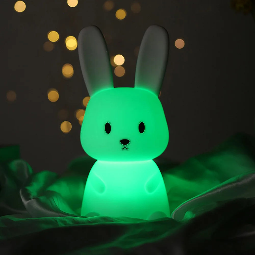 GGbingo Silicone Rabbit LED Night Light Touch Sensor Table Lamp Cute Animal Bedroom Decor Gift for Kids Baby Child Home