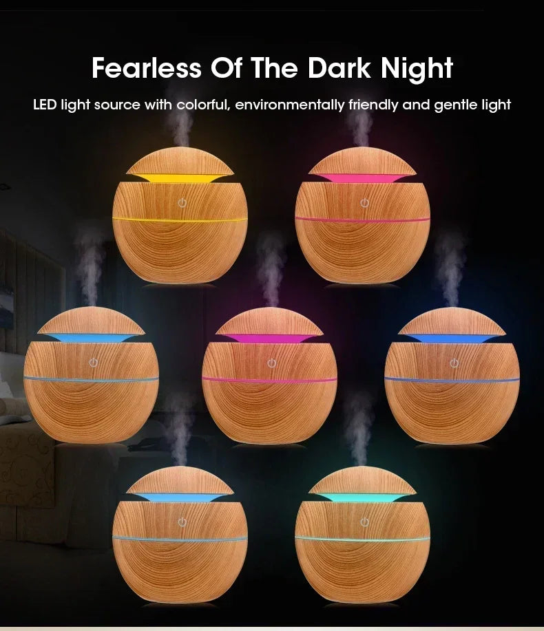 Mini Woodgrain Ultrasonic Humidifier USB Essential Oil Diffuser Portable Desktop Aromatherapy Air Humidifier for Home Office Use
