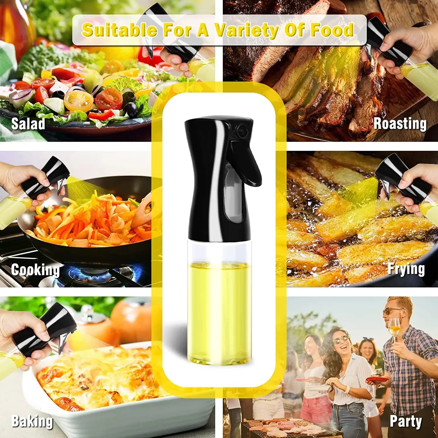 200/300/500mlOil Spray Plastic Household Kitchen Oil Spray Bottle Or Oil Brush Nebulizing Mist Filling Cooking Dual Use BBQ