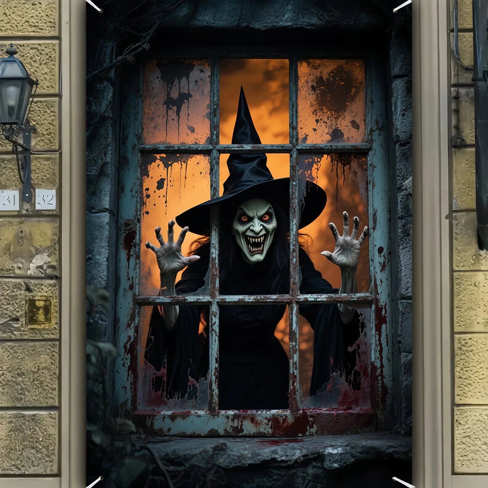 1pcs Halloween Party Banner - Durable Polyester Indoor and Outdoor Decorations Designed By The Terrifying Witch for Halloween